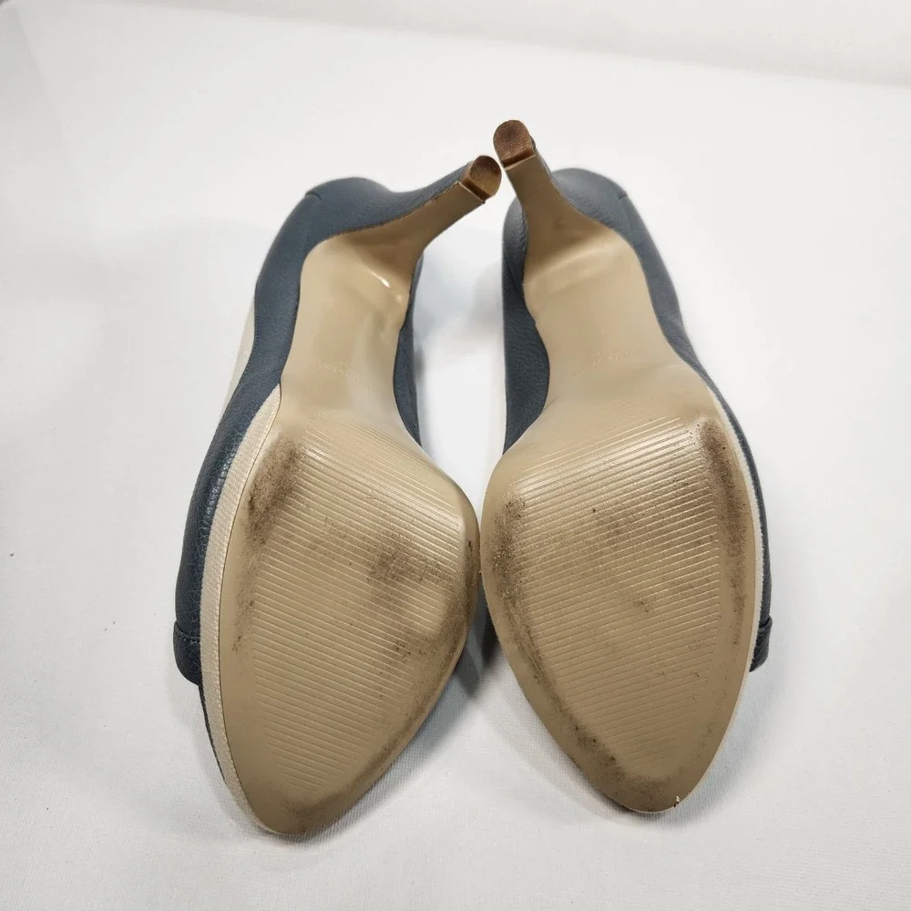 Nine West Duanao Womens Heels Blue / White Textile Leather Size US 9.5M‎